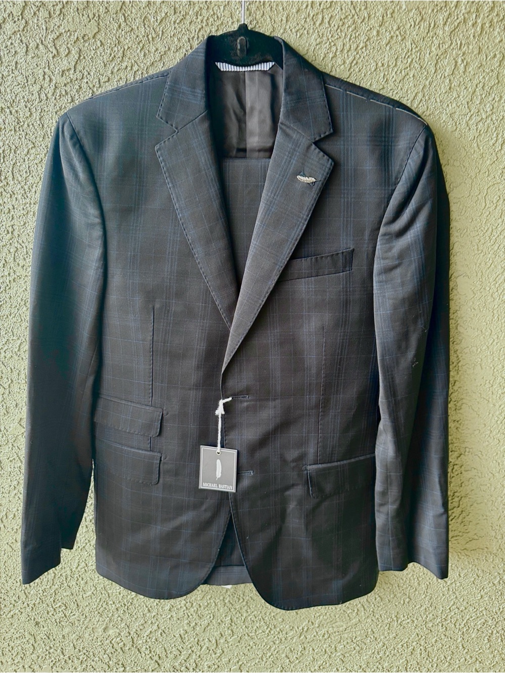 Michael Bastian Dark Navy Blue Plaid Blazer